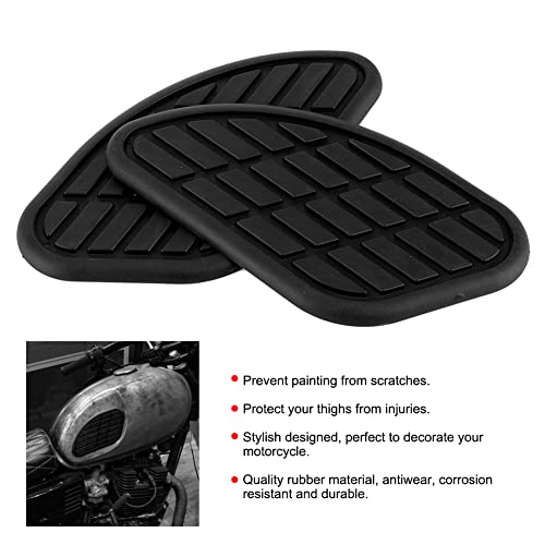 Vintage Motorcycle Fuel Tank Knee Pad (Black) Universal Gas Tank Side Panels Protector Stickers (Black)