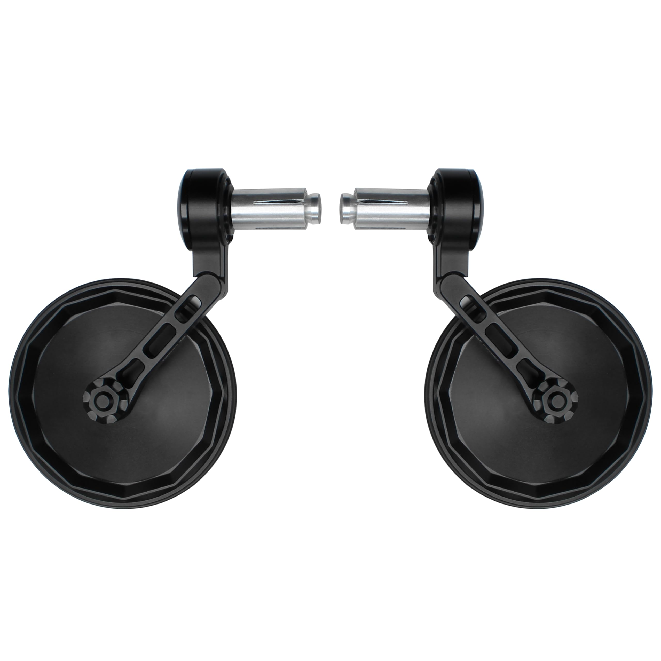 FENRIR Motorcycle Handlebar Bar End Mirror CNC Aluminum Black Round Cafe Racer Anti-vibration Anti-glare Large Field of